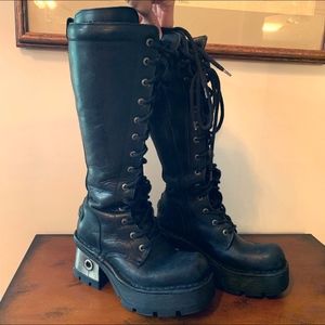 New Rock Punk Gothic Combat Knee High Boots